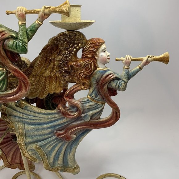 Herald Angels Christmas Angel Candle Holder Candelabra 3 Candles Smithsonian - Picture 7 of 13